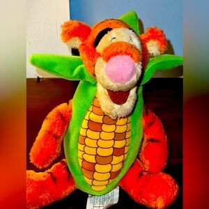 Vintage Disney Mini Bean Bag Tigger with Harvest Corn Costume.